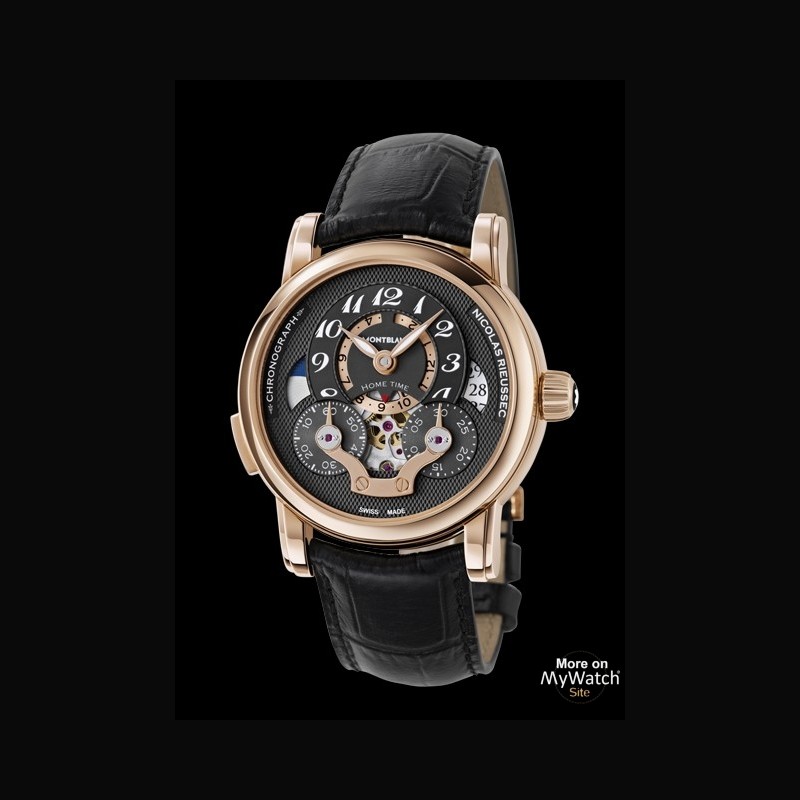 Montblanc Nicolas Rieussec Chronograph Open Hometime Nicolas Rieussec 107067 Or Rouge Cadran Anthracite Bracelet Allig