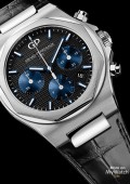 Laureato Chronographe - Acier sur cuir cadran noir