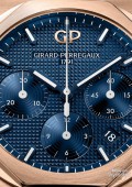 Laureato Chronographe - Or rose sur cuir cadran bleu foncé