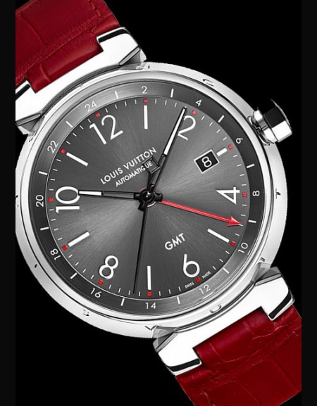 Tambour Essentiel Grey - GMT Date - strap rouge  -