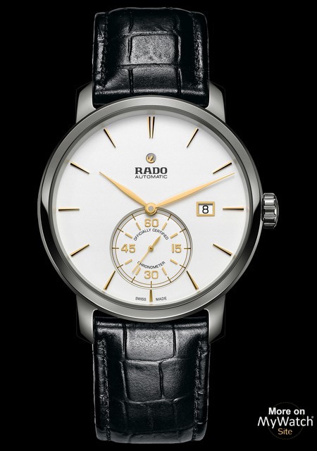 Rado Diamaster Petite Seconde cadran blanc bracelet noir (montre unisexe)