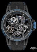 Excalibur Spider Pirelli - Squelette automatique - titane noir et caoutchouc bleu –