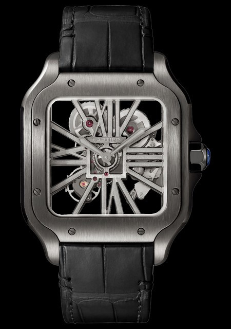 Cartier Santos de Cartier Squelette | Santos de Cartier WHSA0009 Acier ADLC  - Bracelet Alligator