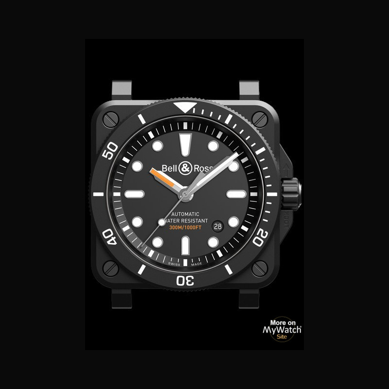 Bell & Ross BR03-92 Diver Black Matte  INSTRUMENTS BR0392-D-BL-CE/SRB  Céramique - Cadran Noir - Bracelet Caoutchouc
