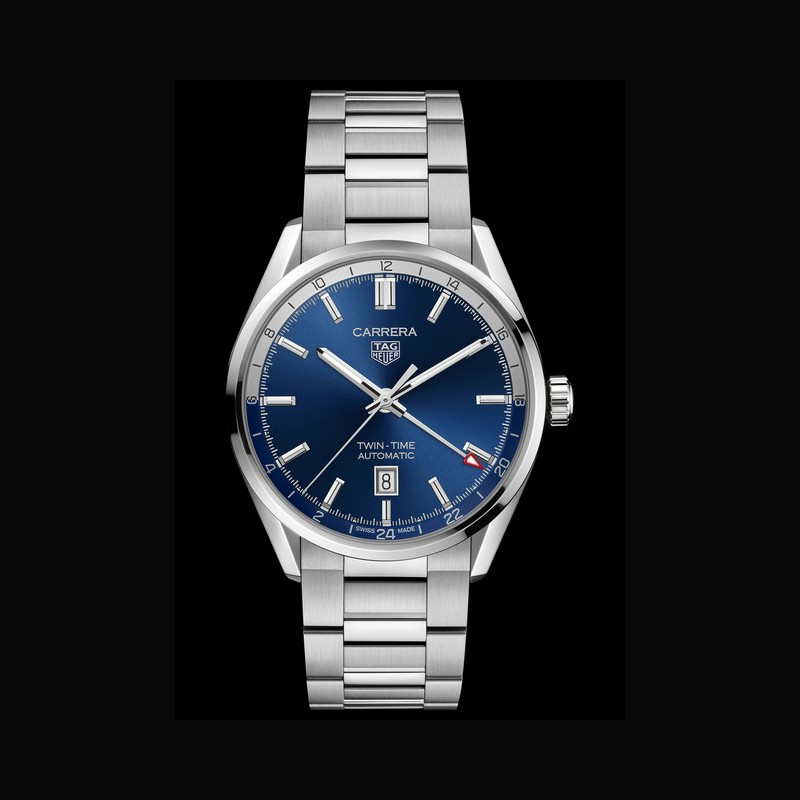 TAG Heuer Carrera Twin Time  CARRERA WBN201A.BA0640 Acier Poli et Satiné -  Cadran Bleu - Bracelet Acier