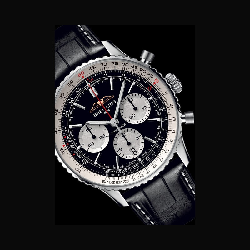 Breitling Breitling Navitimer B01 Chronograph 43  Navitimer AB0138211B1P1  Acier Inoxydable - Cadran Noir - Bracelet Cuir d