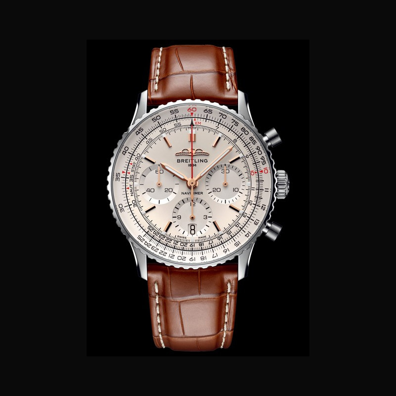 Breitling Breitling Navitimer B01 Chronograph 41  Navitimer AB0139211G1P1  Acier Inoxydable - Cadran Argent - Bracelet Cuir