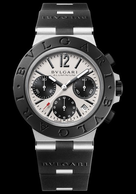 Bvlgari Bvlgari Aluminium Chronograph Bulgari Bulgari 103722 Aluminium  Cadran Blanc Bracelet Caoutchouc