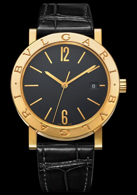 Bvlgari Bulgari Bulgari Bulgari Bulgari 103967 Or Jaune Cadran Noir  Bracelet Alligator - Main Image