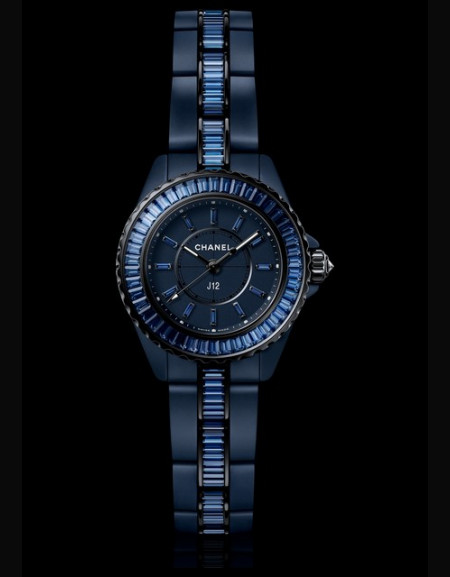 Montre J12 Bleu 28 mm Saphirs