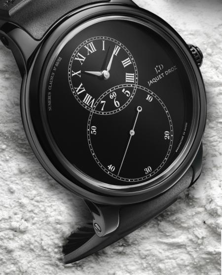 Le modèle noir et la caratéristique grande seconde de Jaquet Droz.