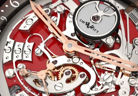 Détails du chronographe squelette de la concept watch X-Watch de DeWitt. 