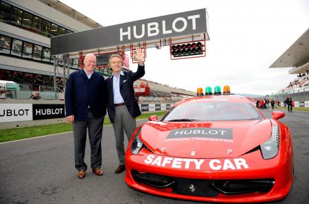 Jean-Claude Biver, CEO de Hublot, et Luca Cordero di Montezemolo, Président de Ferrari S.p.A, ensemble sur le circuit de Mugello.©Raphael Faux