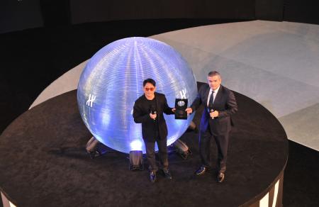 Jet Li et Ricardo Guadaloupe - Directeur Général de Hublot - lors de la soirée de présentation de l'Aero Bang Jet Li. 