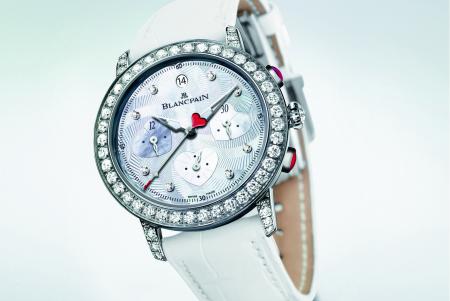 Blancpain Chronographe Saint-Valentin 2012 : une série limitée à 14 exemplaires en or blanc serti de diamants.