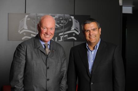 M. Jean-Claude Biver, CEO de Hublot, avec M. Ricardo Guadalupe, le nouveau Directeur Général de la Maison. ©Raphael Faux