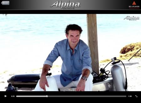 Le comédien américain William Baldwin, nouvel ambassadeur et visage de la campagne publicitaire 2012 d'Alpina portant la nouvelle Extrême Diver. 