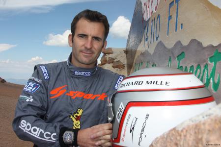 Romain Dumas avec à son poignet la RM 011 FM de Richard Mille. ©Rainier Ehrhardt