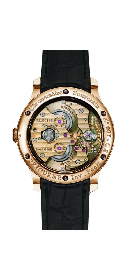Le Chronomètre Souverain F.P Journe côté fond. 