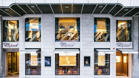 La façade de la boutique Chopard de la Rue du Rhône à Genève.