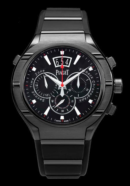 Piaget Polo FortyFive - Boîtier acier et titane avec traitement ADLC noir - Mouvement chronographe extraplat à remontage automatique, fonctions Flyback et GMT - Série limitée et numérotée de 20 pièces pour Dubail