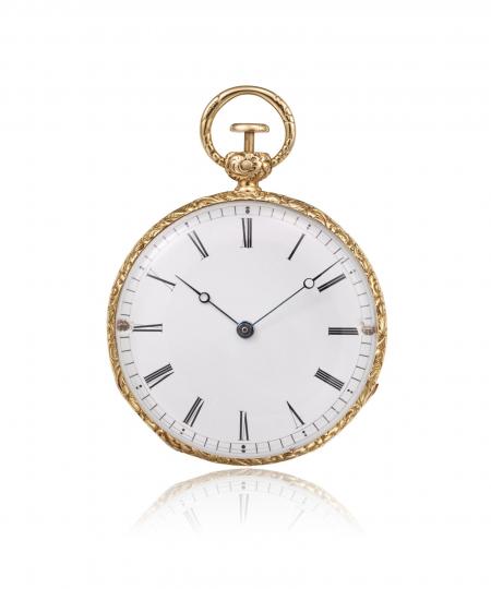 Ref. 10437 - 1839 ? Montre de poche, or jaune, répétition à quarts. Cadran émail avec 12 chiffres romains, minuterie externe.