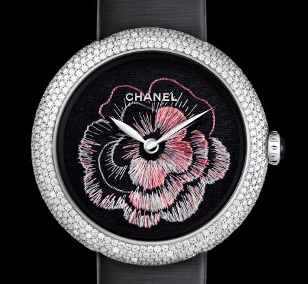 Montre Mademoiselle Privé décor Camélia brodé