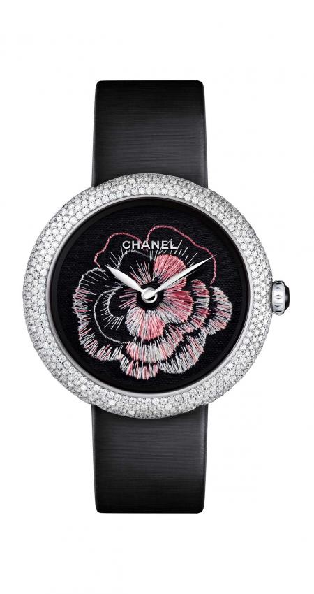 Montre Mademoiselle Privé décor Camélia brodé