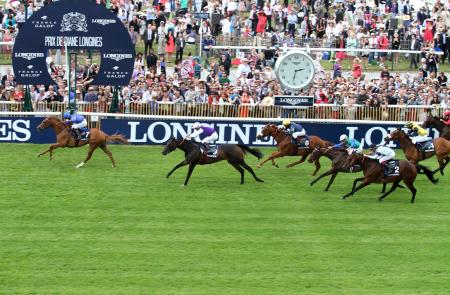 Ligne d’arrivée du Prix Longines Future Racing Stars, remporté par Gary Halpin sur Cantabrico.