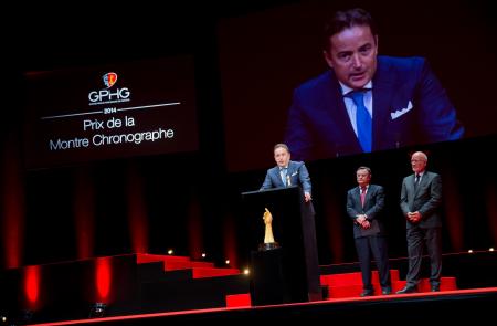 Pierre Jacques (CEO de De Bethune, marque lauréate du Prix de la Montre Chronographe 2014), Moritz Elsaesser et Jean-Philippe Arm (membres du jury)