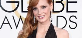 Jessica Chastain, le nouveau visage de la femme Piaget, lors des Golden Globes 