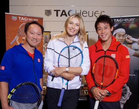 Maria Sharapova, Kei Nishikori (ambassadeurs de la Maison) et Michael Chang - TAG HEUER @ Julio Piatti