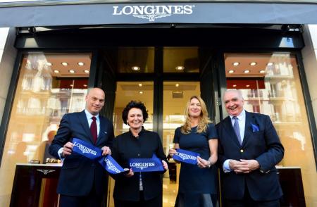 Inauguration boutique Longines - Frédéric Bondoux, Florence Ollivier, Steffi Graf, Walter von Känel