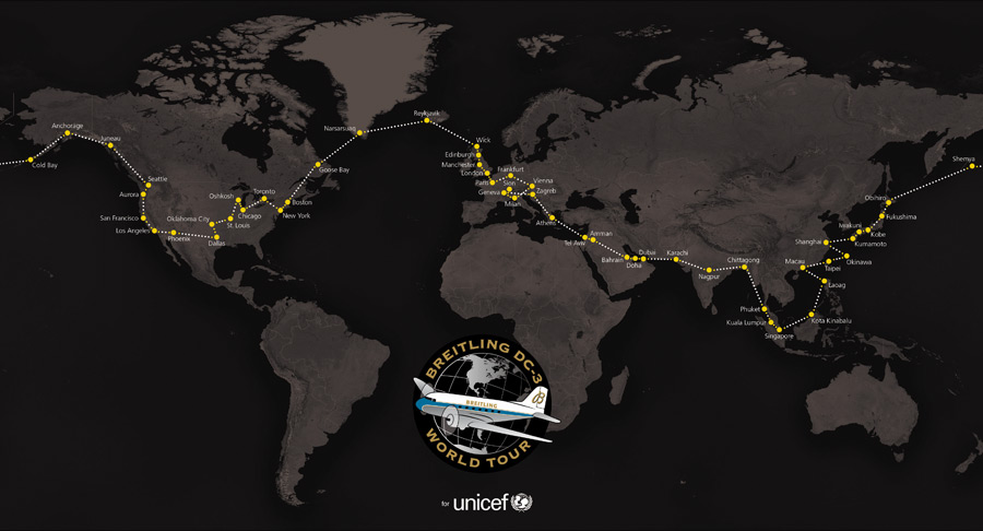 Breitling DC-3 Word Tour - Le plan de vol autour du monde