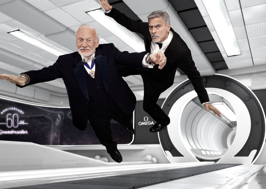 Buzz Aldrin et George Clooney, invités d'honneur de la soirée Omega