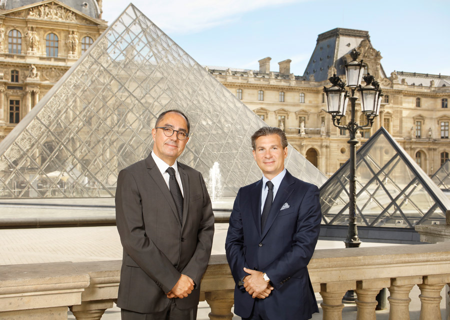 Jean-Luc Martinez, président-directeur du musée du Louvre avec Louis Ferla, PDG de Vacheron Constantin