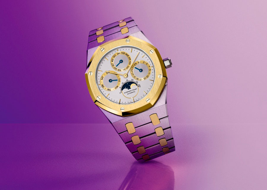 Un Quantième Perpétuel Royal Oak Audemars Piguet en or et acier.