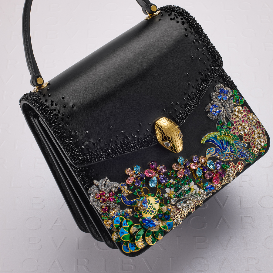 BVLGARI X Mary Katrantzou Serpenti Leather Clutch Bag in Natural