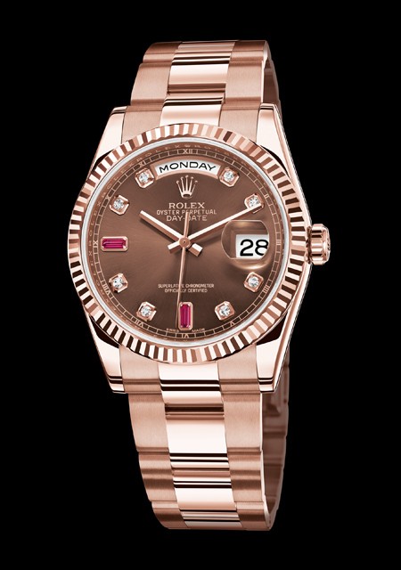 Rolex Day-Date Or Everose | Oyster Perpetual 118235-73205 Or Everose -  Index Diamants \u0026 Rubis