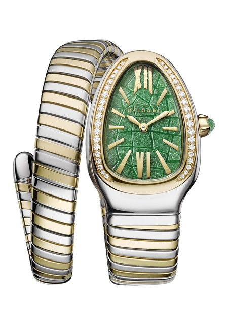 Bvlgari Bulgari Tadao Ando Serpenti Serpenti 104002 Acier et Or Jaune  Diamants Cadran Vert Bracelet Acier et Or Jaune